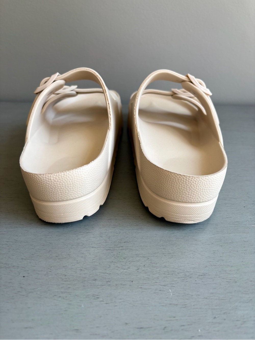 Women Cream Arch Support Comfort Two-Strap Buckle Chunky Platform Sandals Size 8 - Picture 8 of 13